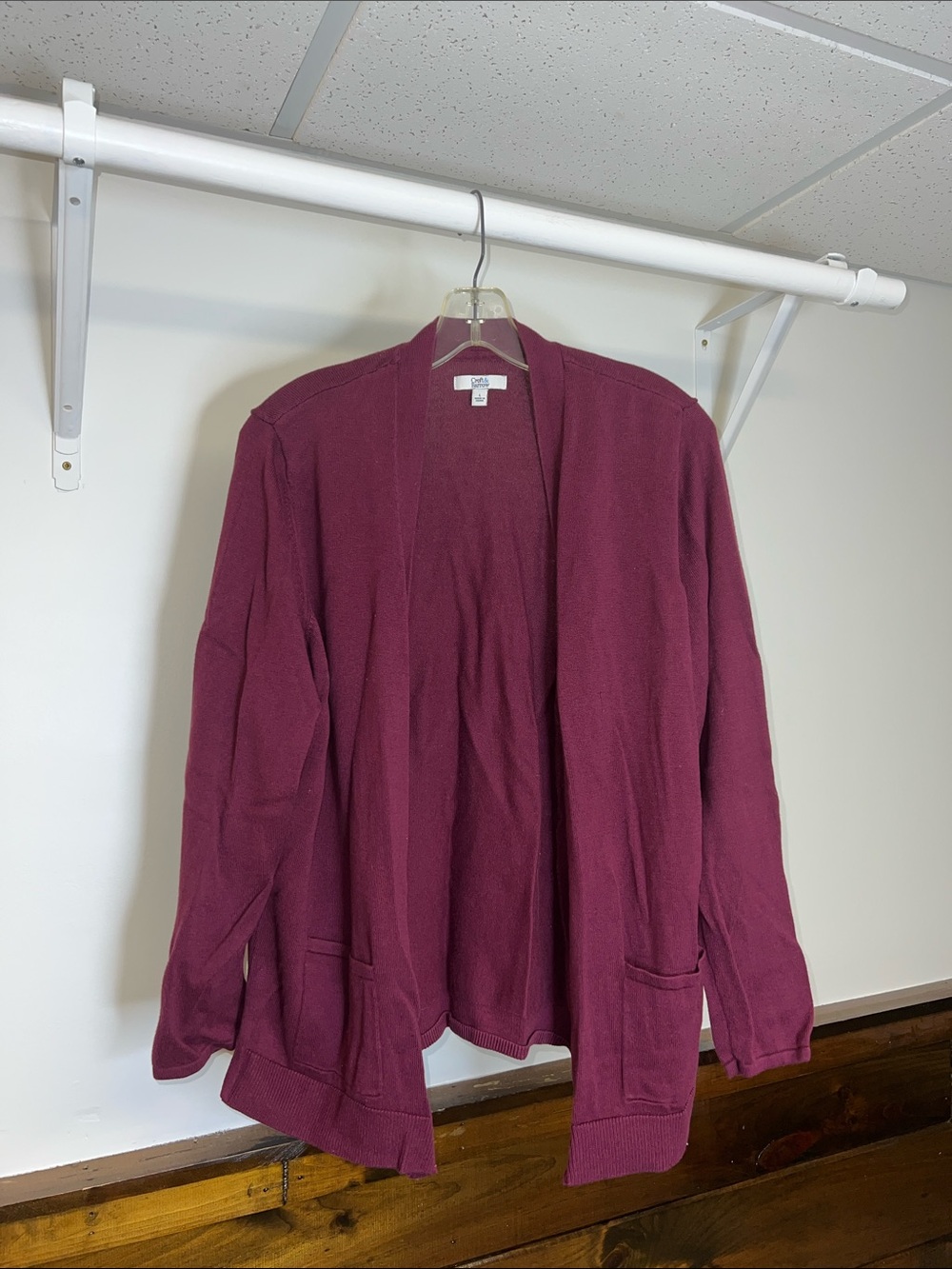 Croft &‎ Barrow Open-Front Cardigan in Berry- L